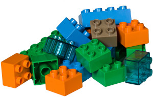 A variation of plastic toy bricks