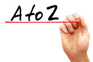 Hand writing A to Z with marker, business concept